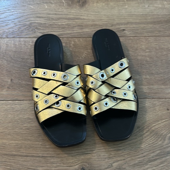 Rag & Bone Gold Sandals with Wooden Heel - Picture 2 of 6